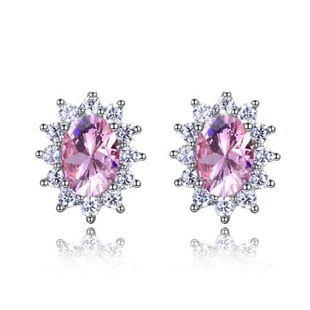 LSLYTQ Women Stud Earrings With Aaaaa Royal Blue Green Light Blue Spinel Zircon Oval 925 Snowflake Earring