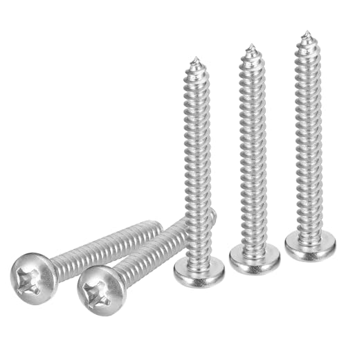 DTGN #14x2 Phillips Pan Head Self-Tapping Screw - 25Pack - Bright Finish 304 Stainless Steel Sheet Metal Screws Wood Screws