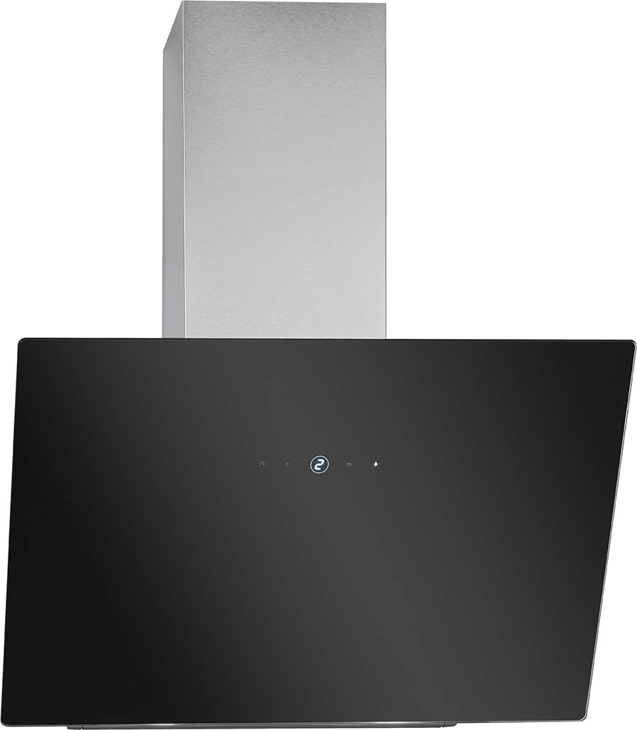 Bomann DU 7604 G kopffreie Vertikal-Dunstabzugshaube 60cm Breite aus Glas, Umluft- oder Abluft-Betrieb, Touch-Control & LED Beleuchtung, Abzugshaube inkl Aluminium-Dunstfilter, Abzug 523 m3/h, schwarz