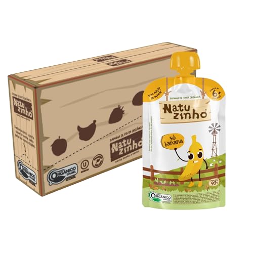 Natuzinho, Kit com 6 Papinhas Orgânicas para Bebê, Sabor Banana, Sem Açúcar, Aditivos ou Conservantes, Ideal para Introdução Alimentar, 99g cada