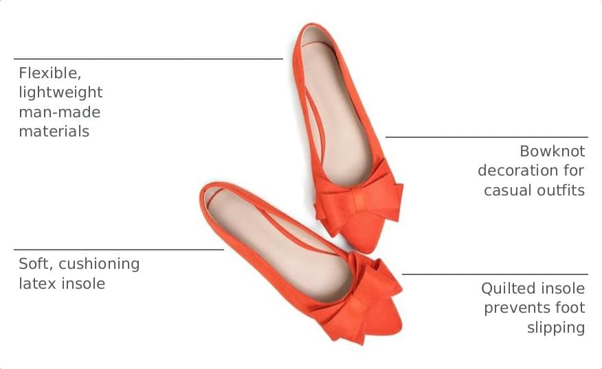 Image of SAILING LU Womens Bowknot Ballet Flats Pointy Toe Suede