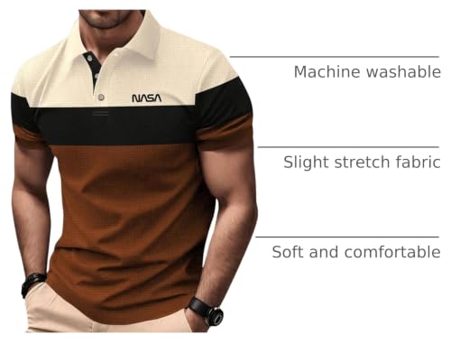SOLY HUX Men's Golf Shirt Color Block Letter Print Short Sleeve Collared Shirts Work Casual Shirts miniatura 4
