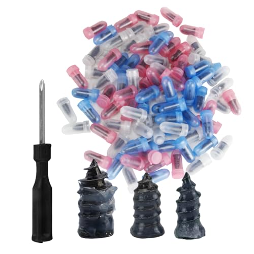Image of Tire Plug Screws Kit Tire Repair Rubber Studs with Screwdriver 3 Size Mending Nail Plugs Tyre Repair 90 Pieces