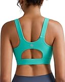 RUNNING GIRL Sports Bras for Women,Scoop Neck Racerback Green Sports Bra Padded Medium Support Workout Yoga Bra(WX3139 Bright Green L)