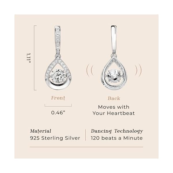 ARINZA Dangle Moissanite Earrings for Women, Sterling Silver Drop Hoop Dancing Diamond Earrings with 2 Carat (1ct Each), Jewelry Gift for Her, Wife, Girlfriend, Mom, Anniversary, Birthday, Christmas - Image 6