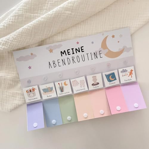 Morgen & Abendroutine Kinder Bunt, Morgenroutine Plan, Tagesplan,Routineplan für Kinder/Morgenroutine für Kinder (DIN A4 Tagesplan） (Boho)