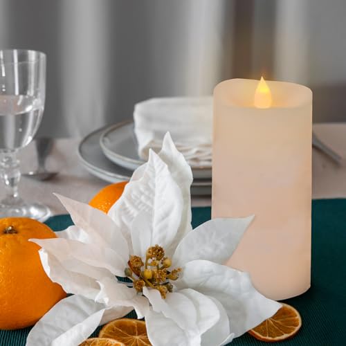 Image of 3x6 Flickering Flameless Candles Set of 1,6 inch Real Wax LED 600 Hours Battery Candles with Timer Remote,Control for Wedding Party Indoor,Ivory