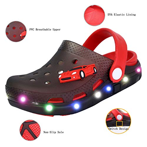 Nishiguang Kids Cute Led Flash Lighted Garden Shoes Clogs Sandals Children Boys Girls Toddlers Summer Breathable Slippers Pink 22 #TOP2