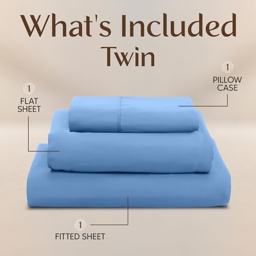 Image of Utopia Bedding Twin Sheet Set - 3 Piece Bed Sheets for Twin Size Bed, Soft and Breathable Microfiber, Includes 1 Fitted Sheet, 1 Flat Sheet and 1 Pillowcase - Oeko Tex (Dutch Blue)