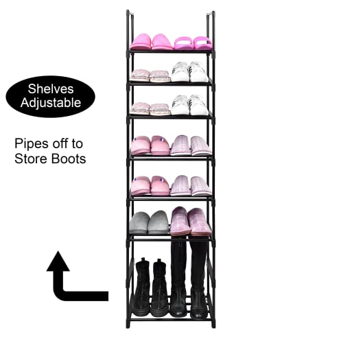 Easyhouse 8 Tier Metal Sturdy Shoe Rack, Narrow Tall Shelf Organizer For Entryway, Closet, Bedroom #TOP2