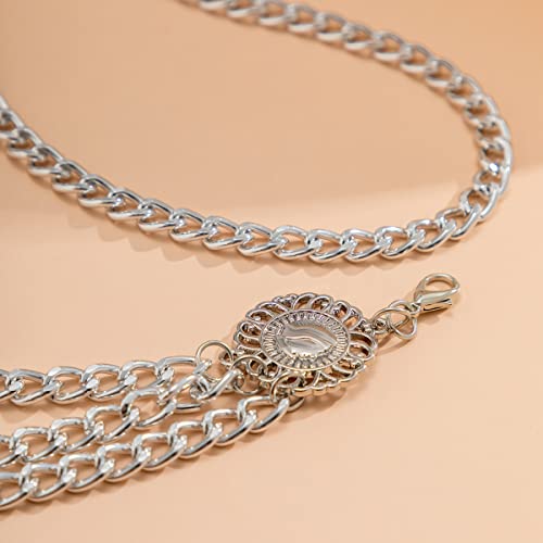 Multilayer Metal Waist Chain, Silver Chain, Cute Belt for Women, Adjustable Long Belt4
