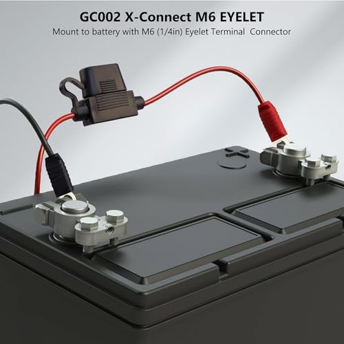 Image of 16AWG 3FT Charger Cable, Wire Harness Compatible with NOCO GC002 X-Connect M6 (1 /4in) Eyelet Terminal Connector Accessory Genius Smart Battery Chargers
