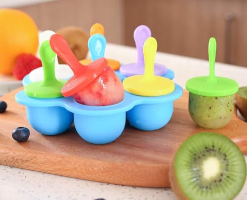 Image of Mrsdry Silicone Pospicle Mould Set Frozen Kulfi Candy Ice Cream for Children & Adults, 16L x 16W x 8.1H cm, Blue, Pack of 1