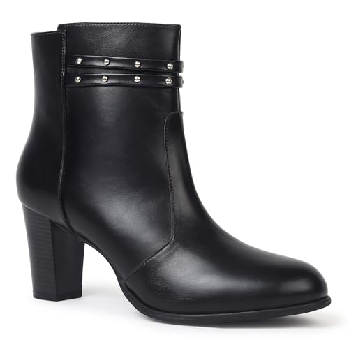 Image of YOHO Stellar Studs Ankle Length Heeled Boots For Women | Comfortable and Stylish with Low Block Heel | Casual,Formal Wear for Winter BOOT 112