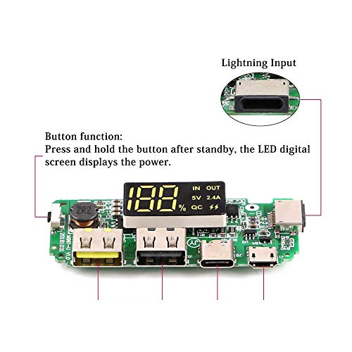 Acxico Módulo Cargador DIY Power Bank USB Dual Micro Type-C miniatura 3