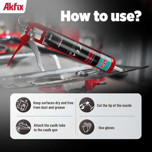 Image of Akfix Urethane Windshield Adhesive Black (12x10.1 fl.oz.) - Fast Curing Car Window Sealant, High Bond Strength Auto Glass Sealant | 12 Pack