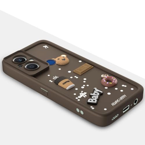 Image of Bintage Cute Fun Ball | Taddy Cartoon 3D Smiley Coffee Cup | Milk Donut | Full Protection Rubber Back Cover Compatible for Itel A661L / Itel A49 - Brown