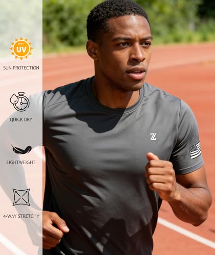Men Rash Guard Shirts UV UPF 50+ Sun Protection Swim Shirt Short Sleeve Workout T-Shirts Lightweight Moisture Wicking Running Athletic Tee Dark Grey — view 5