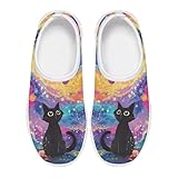 Pointodoor Kids Art Paint Shoes for Boys Girls Slip on Fashion Causal Sneakers Black Cat Rainbow Sky Print Walking Running Tennis Shoes Zapatos para Niñas