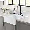 Parker Fireclay Quick-Fit Drop-In Farmhouse Kitchen Sink and Care Kit, 26" Crisp White Single Bowl with 3 Holes