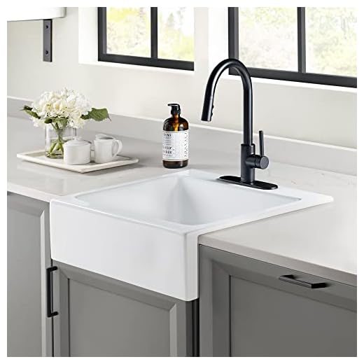 Sinkology SK452-26FC-3-AMZ Anna QuickFit Drop-in Farmhouse 25.85 in. 3-Hole Single Bowl Crisp White with Care IQ Kit Fireclay Kitchen Sink