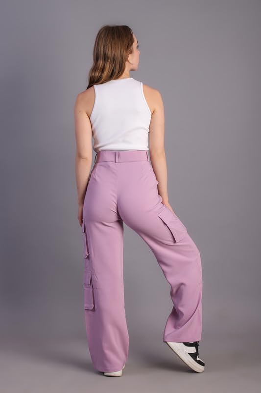 Image of HIGH Buy Women Korean 5 Pocket Cargo Comfort and Styles Baggy Super Lycra Pants for Women and Girls - Perfect High Waist Trousers for Women