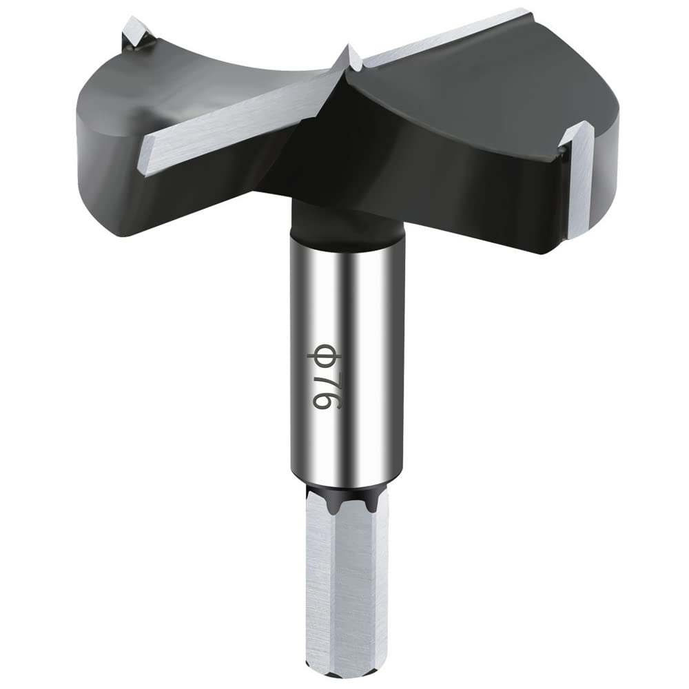 Broca Forstner de 3 Pulgadas de Carburo, Broca Forstner con Punta de Carburo para Madera Dura, Juego de Herramientas de Corte de Bisagra para