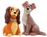 Pack Figuras Disney Dama y Vagabundo 2 Piezas 5-6 cm | Muñecos Disney Perros Originales Pintados a Mano | Figuras Coleccionables | Regalo Niños