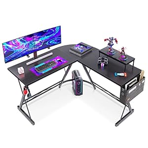 Casaottima L Shaped Gaming Desk, Home Office Desk with Round Corner, Computer Desk with Large Monitor Stand Desk…