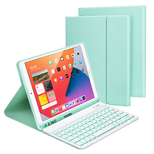 Ipad Air 2019 Olycism Teclado Bluetooth para iPad 10.2 8ª/7ª Generación (2020 y 2019), Teclado Desmontable retroiluminado de 7 Colores...