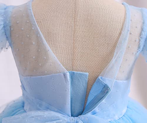 Nileafes Girls Polka Dot Dress Wedding Party Princess Dresses Size120 (4-5 Years,747 Blue-N) #TOP4