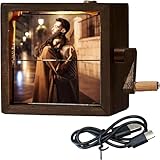 Custom Photo Flip Box Rotating Picture Box Hand-Crank Flipbook Box Couple Memory Photo Flipbook Frame That Can Play Songs - Light Up Photo Album For Women Mom Christmas Gifts (Black Walnut, 8CM/3.2