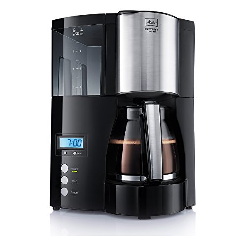 Melitta 6613648 Cafetière à Filtre avec Verseuse en Verre, Fonction Maintien au Chaud et Timer, Optima Timer, Noir