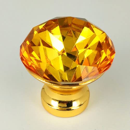 10 Pcs 25mm 30mm 40mm Gold Round Diamond Clear Crystal Glass Door Pull Drawer Knob Handle Cabinet Furniture - (Color: 40mm Purple)