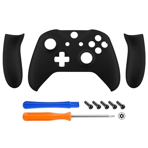 Image of eXtremeRate Front Housing Shell + Side Rails Handles for Xbox One Controller (Model 1708), Black Replacement Faceplate Parts with Back Panels for Xbox One X & S Controller