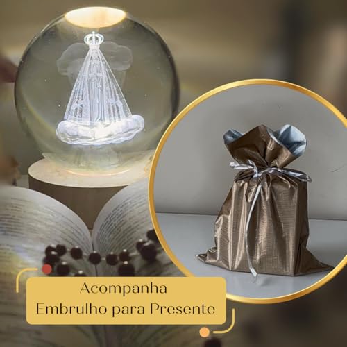 Luminária de Cristal de Mesa Nossa Senhora Aparecida, Padroeira do Brasil Presente (Grande)