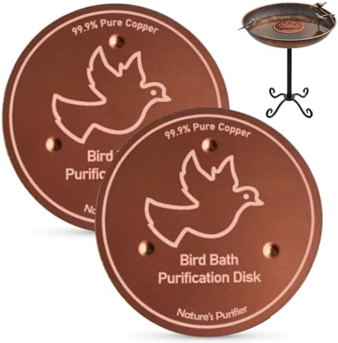3.94 Inch Reinforced 99.9% Copper Bird Bath Purification Disk with Stable 3-Point Design, Copper Disc for Clean Birdbath Water, Garden Accessory Style 2