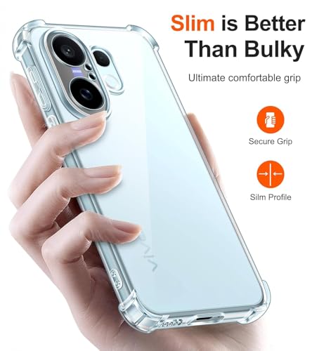Image of Lustree Compatible with vivo V60 5G Back Cover| Clear + TPU Case with 4 Corner Air Cushion Protection & Camera Protection | Slim& Stylus Cover for vivo V60 5G