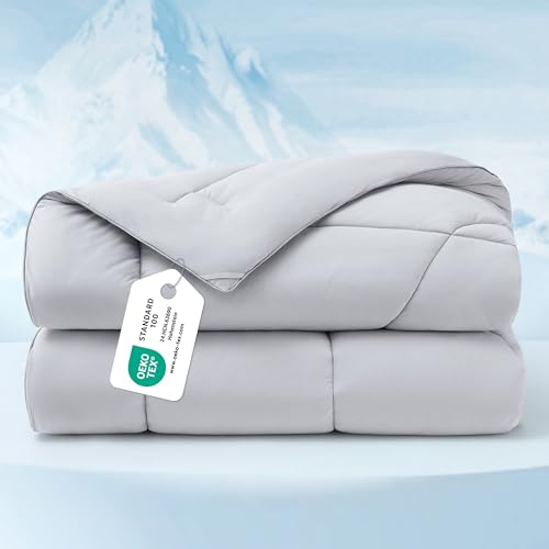 BEDSURE Kühldecke Doppelseitig Sommerdecke 135x200 - Kühlende Bettdecke Arc-Chill Q-Max > 0 4 Kühlende Decke Leichte & Dünne Sommer Cooling Blanket für Nachtschweiß & Warme Schläfer Grau