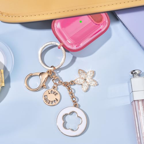 Image of (with Lock) Clear Case Compatible for Cute Apple Airpods Pro 1 /2 Cases Women, VISOOM TPU Transparency Air pods Pro 1st 2nd Generation Earbuds Rose Red Case Bling Keychain for Airpod iPod Pro2 /1