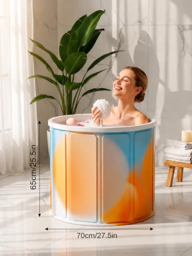 Image of YAGVIZ Bath Tub for Adult for Bathroom Tub for Home SPA, Maintains Hot & Cold Temperature, Drainage Hole, Thickened Layer for Hot and ice bath tub for adults