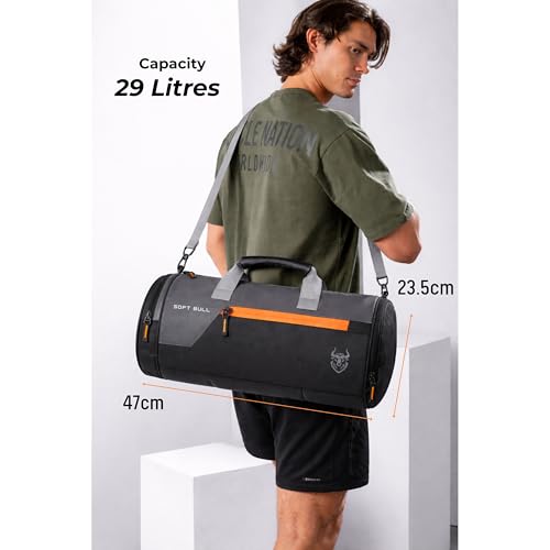 Image of Gym Bag for Men 29L with Shoe Compartment | Gym Bags for Man Waterproof Duffle Bag | Sports Travel Bag for Men & Women | Gym Duffle Bag for Men for Workout, Travel, Sports Black