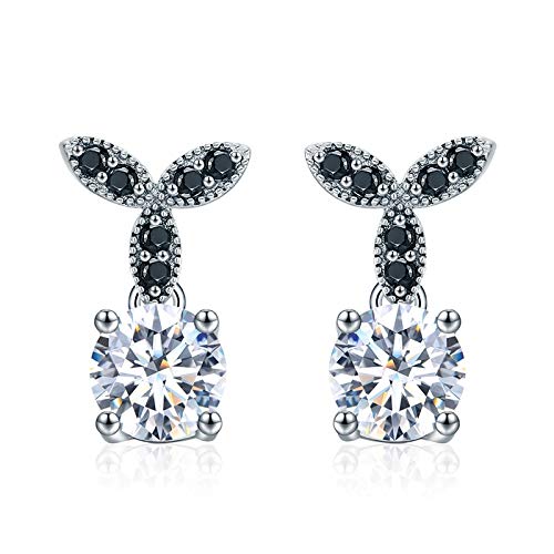 Pendientes de espinela negra mujer plata ley 925 aretes boda joyería fina