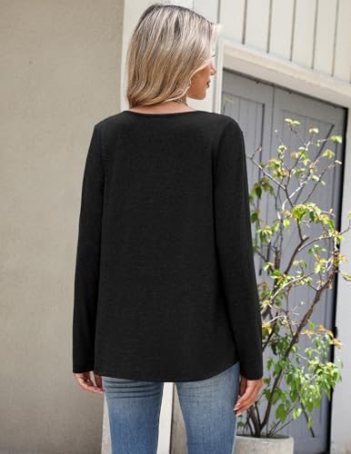 Image of Zeagoo Long Sleeve Shirts for Women Fall Tops Casual Dressy V Neck Blouses Boho Tunic Western Clothes Vacation Outfits