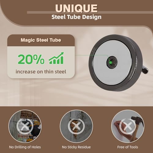 Image of Neosmuk Magnetic Hooks Steel Tube Design for Cruise,100lb+ Gunmetal,10 Pack | Cruise Ship Essentials,Heavy Duty Magnett Hooks for Cabins, Refrigerator, Grill, Hanging, and Travel Extra Strong Must-Haves