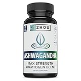 Zhou Nutrition Ashwagandha Capsules, Mood Enhancer, Energy Boost, Blend of Rhodiola, Holy Basil, Cordyceps, Reishi & Ashwagandha Supplement, 30 Servings, 60 Capsules