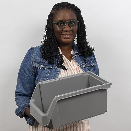 ReadySpace Kunststoffbehälter zur Organisation und Aufbewahrung, für Schrank, Küche, Büro, Garage oder Speisekammer, stapelbare Behälter, groß, 37,59 x 20,32 x 17,78 cm, 6 Stück, transparent