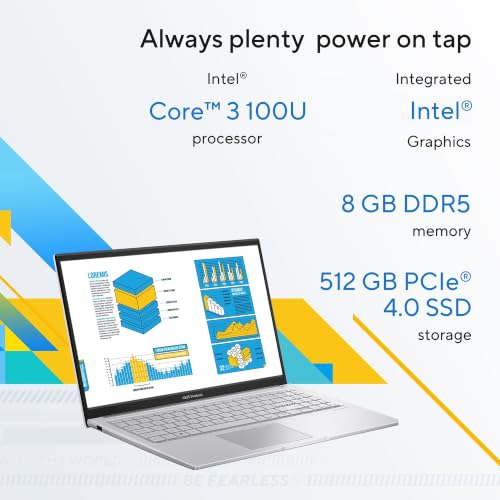 Image of ASUS Vivobook 15 (2026),Intel Core 3 100U,(i3-14th Gen),Intel iGPU,8GB RAM,512GB SSD,FHD,15.6 inch(39.6 cm),Windows 11,M365 Basic(1Y),Office 2024,Cool Silver,1.7 Kg,X1504VAP-IN005WS,Thin & Light Laptop