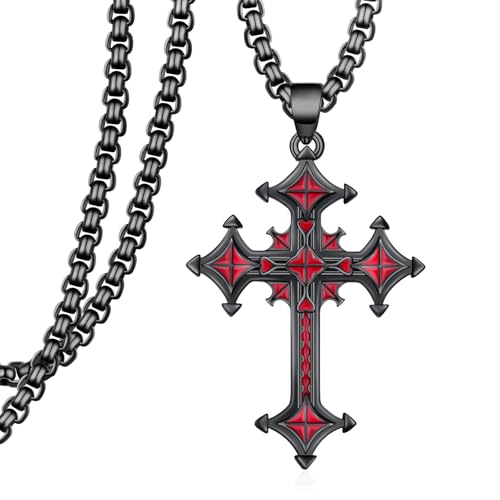 Gothic Cross Necklace S925 Sterling Silver Goth Necklace Black Cross Necklace Gothic Jewelry Gifts for Men Women