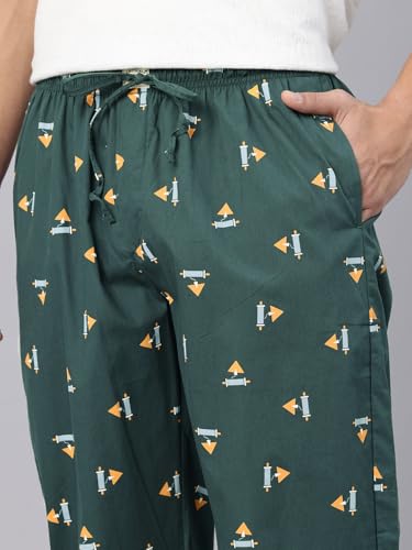Image of Majestic Man Men's Printed Pure Cotton Lounge Pyjama | Comfort Fit | Elastic Waist with Drawstring | 3 Pockets | Button Closure